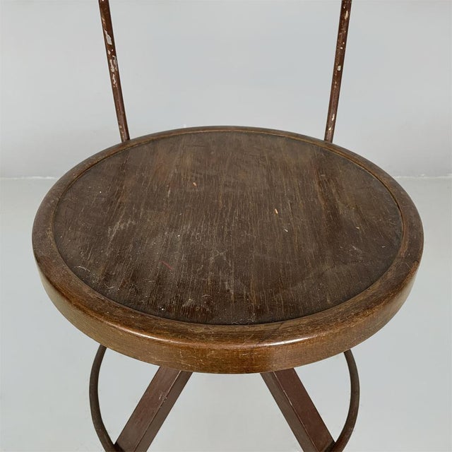 Wood Mid-Century Modern Italian Wooden and Metal Chair with Casters, 1940s For Sale - Image 7 of 16