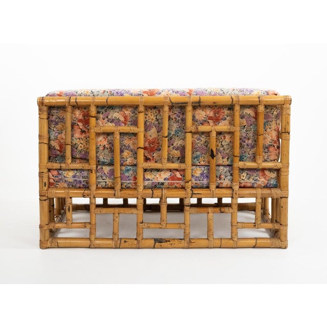 Mid-Century Sofa in Bamboo, Rattan and Fabric attributed to Vivai del Sud, Italy, 1970s For Sale - Image 10 of 13