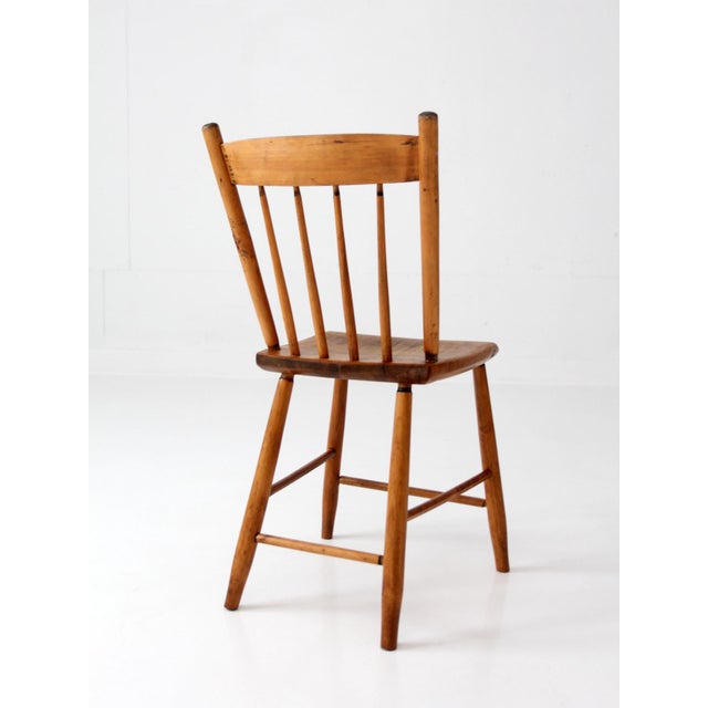 Farmhouse Antique Plank Seat Chair For Sale - Image 3 of 15