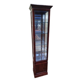 Narrow Display Case in Cherry Wood For Sale