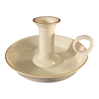 Late 20th Century Lenox Federal Gold Chamberstick Handled Candle Holder For Sale