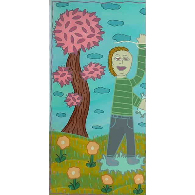Original Acrylic Folk Art Painting From Renowned Key West Artist 'Reaching for the Sky' For Sale - Image 9 of 9