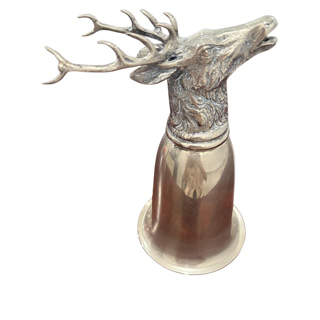 Traditional Vintage Gucci Silver-Tone Stag Deer Head Stirrup Cup, 8” For Sale - Image 3 of 8