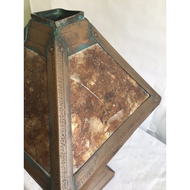 Copper 1920s Arts & Crafts Copper Table Lamp With Mica Shade For Sale - Image 8 of 12