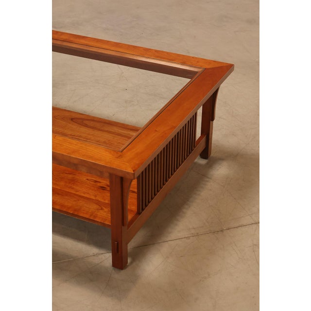 Stickley Mission Collection Glass Top Cherry Cocktail Table For Sale - Image 12 of 18