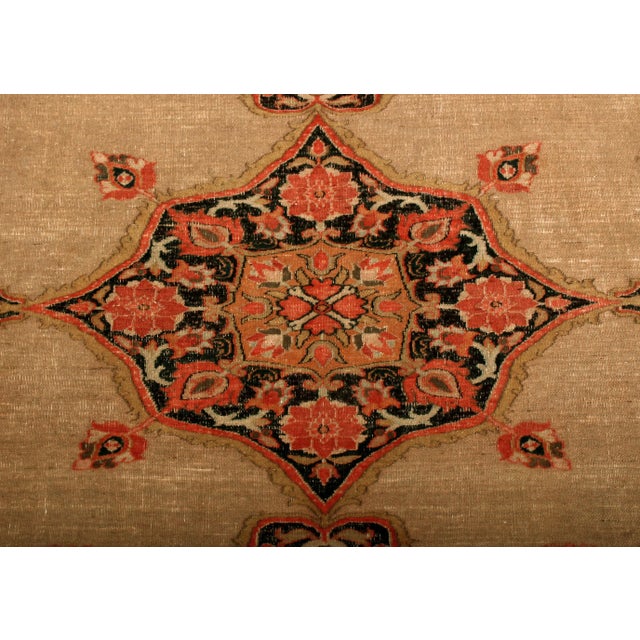 Antique Doroksh Persian Rug Beige Red Black Medallion Floral Pattern For Sale - Image 4 of 6