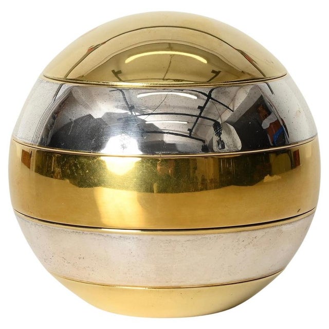 Egg Stackable Ashtray / Catchall in Brass and Chrome by Tommaso Barbi, Italy, 1970s For Sale - Image 14 of 14