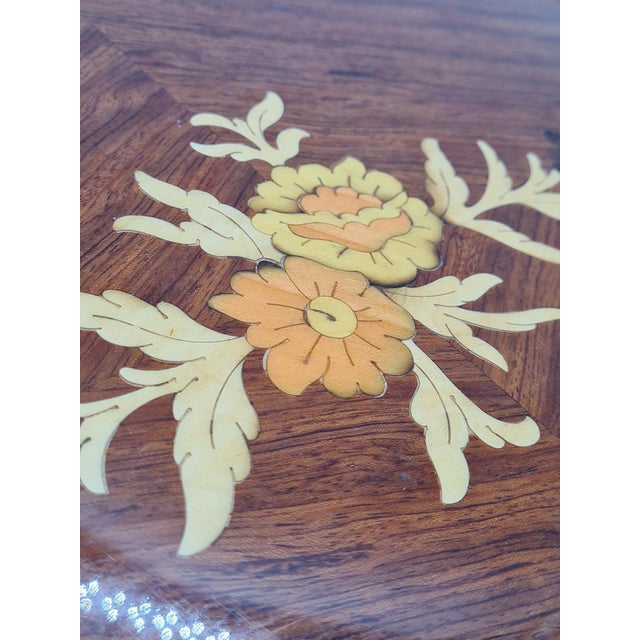 Large Neoclassical Hollywood Regency Inlaid Wooden Tray with Brass Gallery, 1960s-1970s For Sale - Image 6 of 12