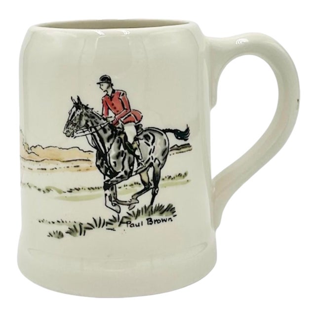 Vintage Paul Brown Equestrian Horseback Rider Ceramic Mug For Sale