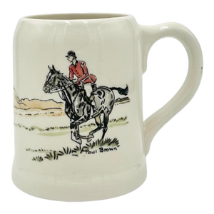 Vintage Paul Brown Equestrian Horseback Rider Ceramic Mug