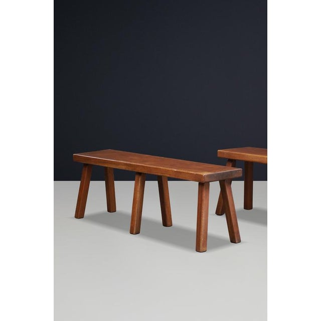 French Primitive Oak Bench with Rich Patina, 1960s For Sale - Image 3 of 15
