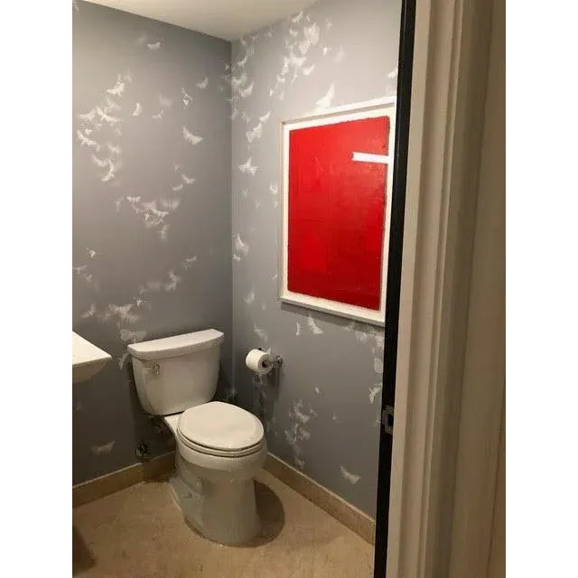 2000s Artist David Garcia “Untitled Red" Oil Painting & Collage on Paper, Framed For Sale - Image 4 of 4