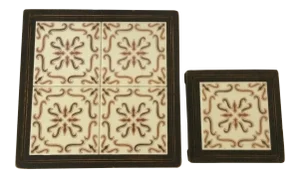 1970's Arts and Crafts Brown Mexican Tile Trivets - 2