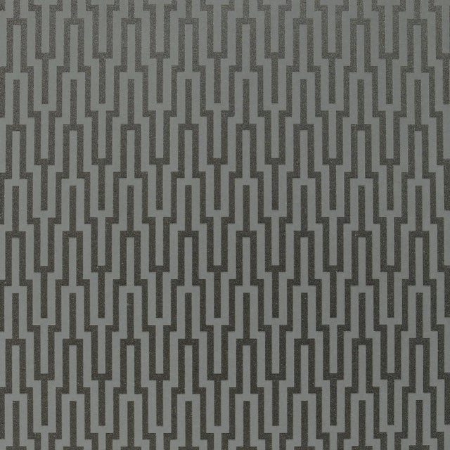 Sample - Schumacher Metropolitan Fret Wallpaper in Black Pearl For Sale
