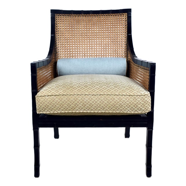 Hickory Chair Double-Caned Faux Bamboo Beaufort Armchair For Sale