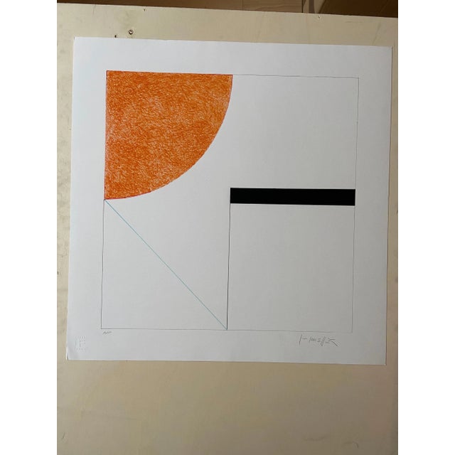Gottfried Honegger Composition 2 (orange, black and light blue) 2015 Original serigraph signed in pencil. Dry stamp of the...