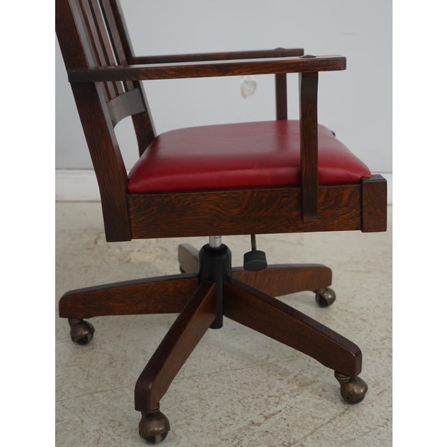 2000 - 2009 Stickley Mission Oak Leather Office Chair For Sale - Image 5 of 18