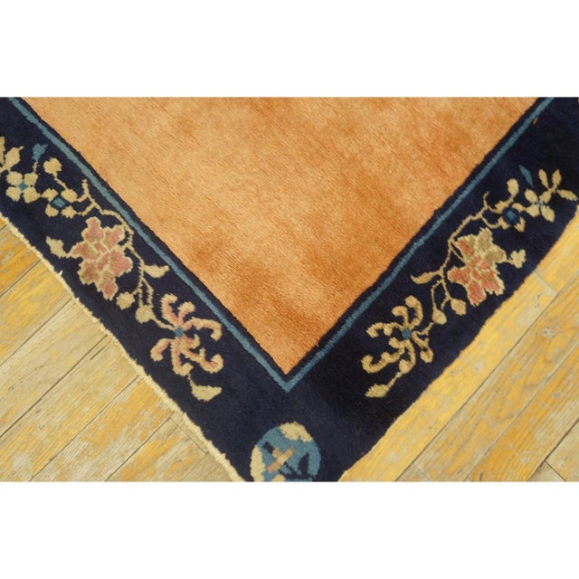 1920s Apricot Open Field Geometric Antique Chinese Peking Carpet 2'4" X 8'9" Rug For Sale - Image 10 of 10
