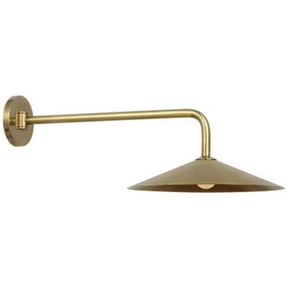 Amber Lewis for Visual Comfort Signature Ponce 9" Articulating Sconce in Hand-Rubbed Antique Brass with Hand-Rubbed Antique Brass Shade For Sale