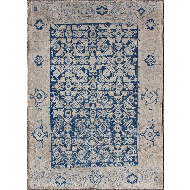 Textile Antique Persian Malayer Rug With All-Over Herati Design in Navy Blue & Earth Tones For Sale - Image 7 of 7