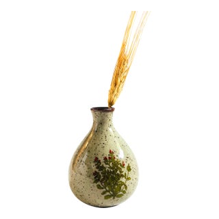 Speckled Floral Pottery Bud Vase by Takahashi For Sale