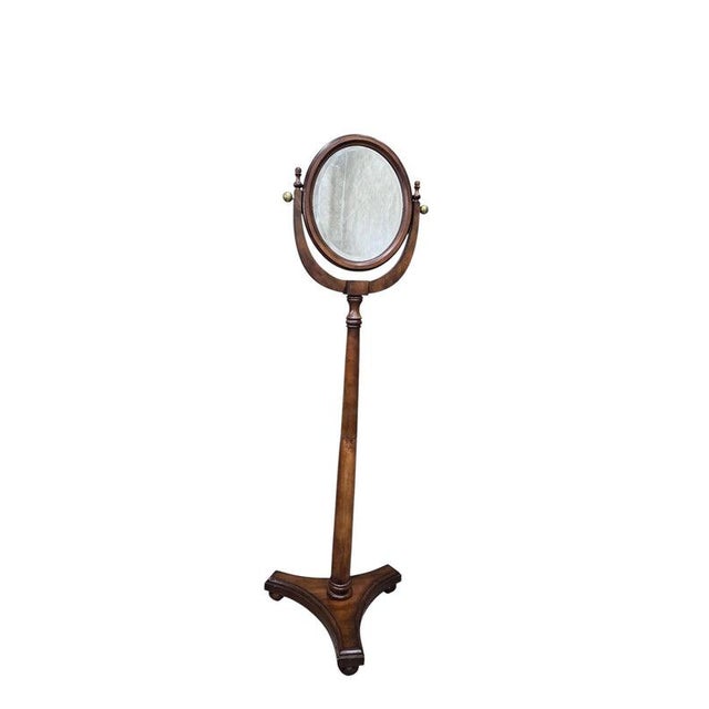 Antique Style Adjustable Pedestal Cheval Shaving Mirror For Sale - Image 4 of 7