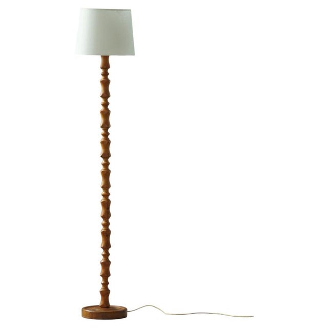 Scandinavian Modern Sculptural Turned Pine Floor Lamp, Denmark, 1970s For Sale - Image 14 of 14