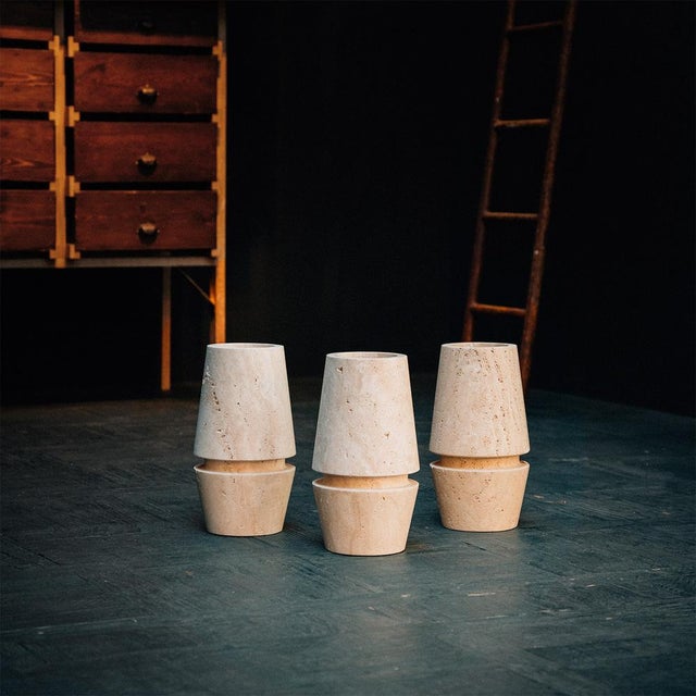 Motto Travertine Vase by Kiwano Concept For Sale - Image 6 of 8