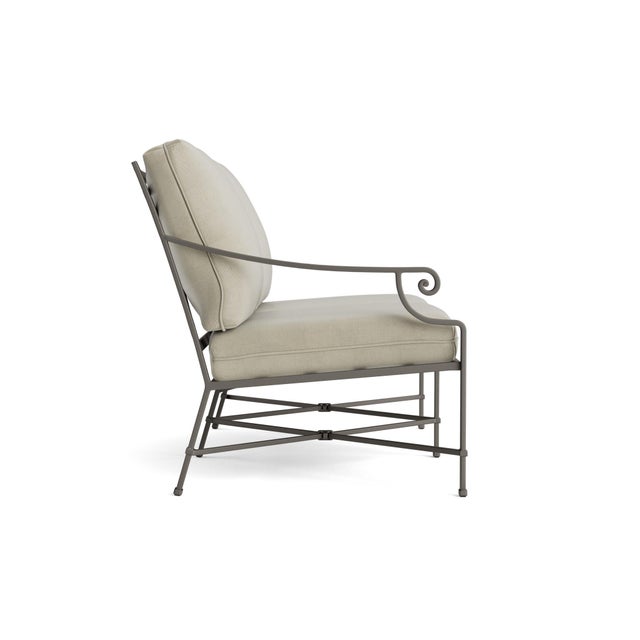 Contemporary Brown Jordan Venetian Left Arm Loveseat, Mica frame with Fusion Meadow fabric For Sale - Image 3 of 11