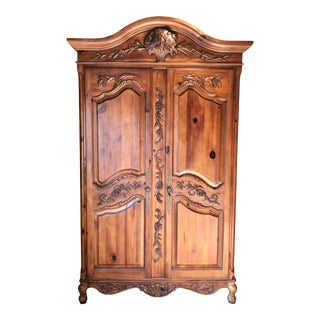 French Country Ethan Allen Pine Armoire For Sale