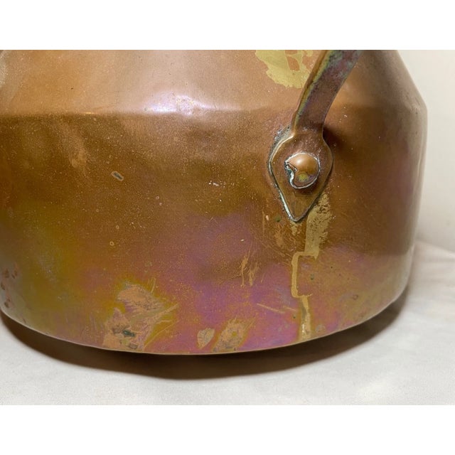 Large Antique 1800's Handmade Dovetailed Thick Copper Handle Cooking Pot Jug For Sale In New York - Image 6 of 11