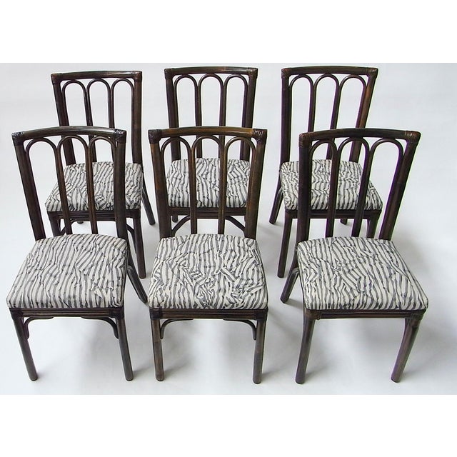 Dining Chairs in Rattan and Bamboo from McGuire, USA, 1970s, Set of 6, in Very Good conditions. Designed 1970 to 1979 This...