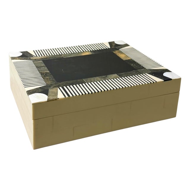 Vintage Bone, Mother-of-Pearl and Ebony Decorative Box For Sale