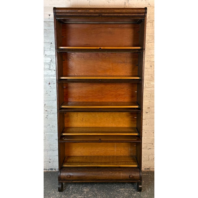 Arts & Crafts Five Piece Antique Lundstrum Barrister Bookcase For Sale - Image 3 of 16