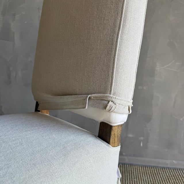 Wood Reese Slip Covered Dining Chair in Belgian Linen Flax For Sale - Image 7 of 8