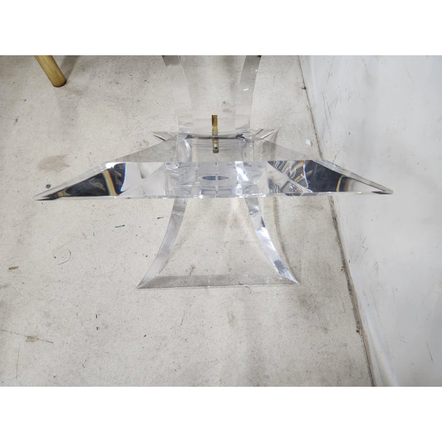 MCM Lucite Dining Center Side Table Base Hollywood Regency by Lion in Frost For Sale - Image 9 of 12
