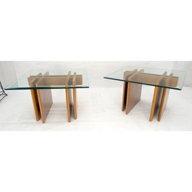 Mid-Century Modern Pair Danish Teak Mid Century Modern Glass Tops End Side Lamp Tables Stands Mint For Sale - Image 3 of 18