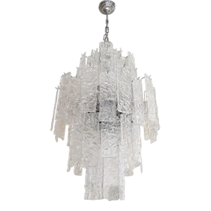 Italian Sputnik Murano Glass "Hammer Listelli" Chandelier