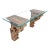 Restoration Hardware (Rh) Classical Reclaimed Teak Corbel Glass Desk & Console Table For Sale
