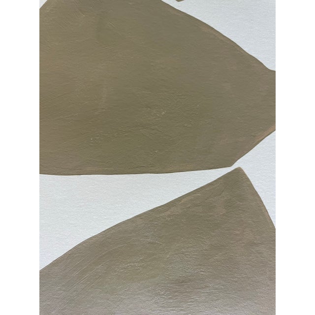 Abstract minimalist acrylic painting on French hand crafted cotton paper. Framed in a gold frame. All works on paper are...