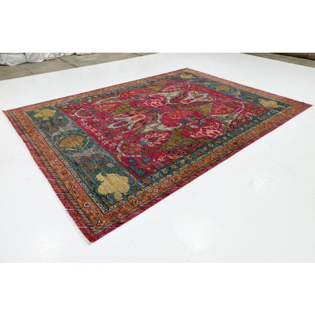 Modern Bidjar-Style Wool Rug Hand-Knotted in Pink With Persian-Inspired Design For Sale - Image 4 of 10