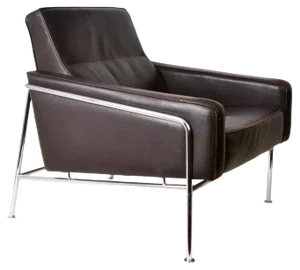 Mid-Century Dark Brown Leather Lounge Chair, 1956