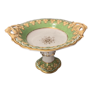 Antique Old Paris Porcelain Floral Gilt Decorated Handled Compote Serving Dish