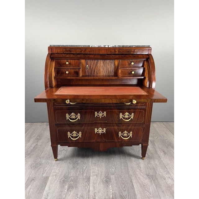 Louis xvi style drop-front secretary in mahogany, 19th century an elegant louis xvi style drop-front secretary, dating...