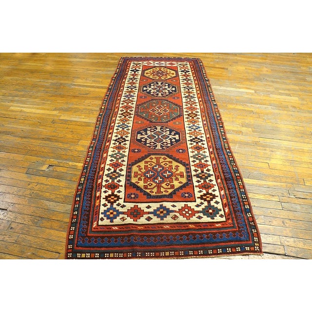 Antique Caucasian-Talish rug 3, measures: '6" x 8'8". Antique Kazak Hallway Runner Wool Coral Rug, Country of Origin:...