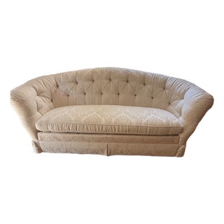 Baker Hollywood Regency Suite C1990: Tufted Chesterfield Sofa, Tufted Barrel Club Chair, Rolled-Arm Club Chair For Sale