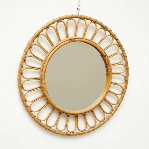 Mid-Century Modern French Rivera Mirror in Bamboo Rattan, 1960 For Sale - Image 13 of 17