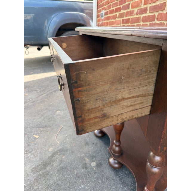 Antique William & Mary Walnut and Burl Walnut Veneer Lowboy Console Table For Sale - Image 14 of 18