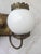 Vintage Milk Glass Globe Two Light Aged Brass Sconce For Sale - Image 4 of 9