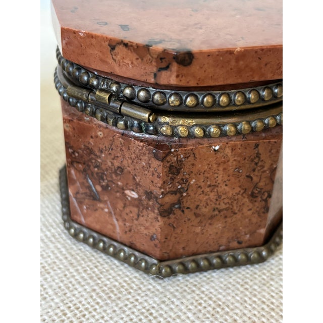 Pair Antique 19th Century Red Marble Bronze French Neoclassical Boxes / Inkwells For Sale - Image 11 of 12